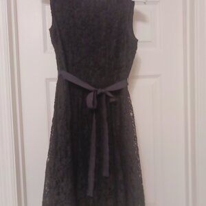 Garnet Hill - BLACK  A-line, knee length lace dress